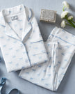 Petite Plume Women’s Long Pima Pajama Set - Something Blue Bows