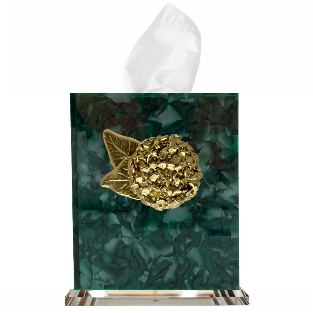 Southern Tribute Hydrangea Tissue Box Cover - Emerald