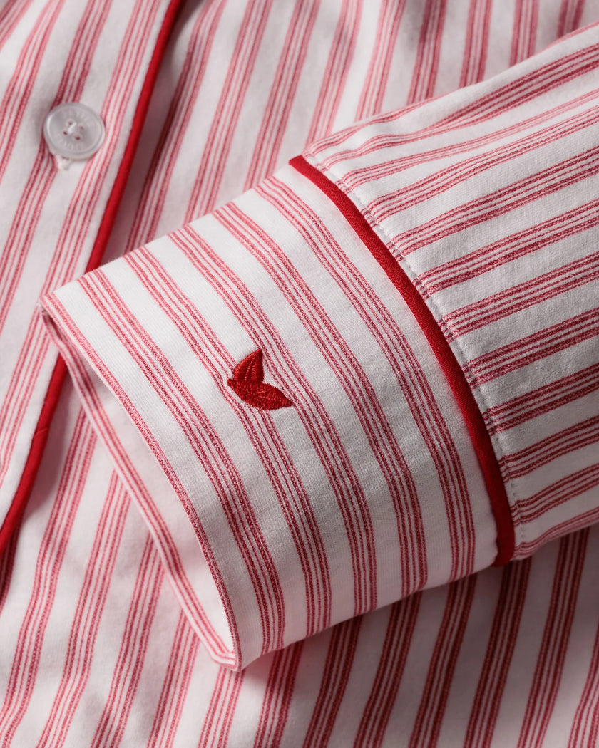Petite Plume Women’s Long Pima Pajama Set - Antique Red Ticking