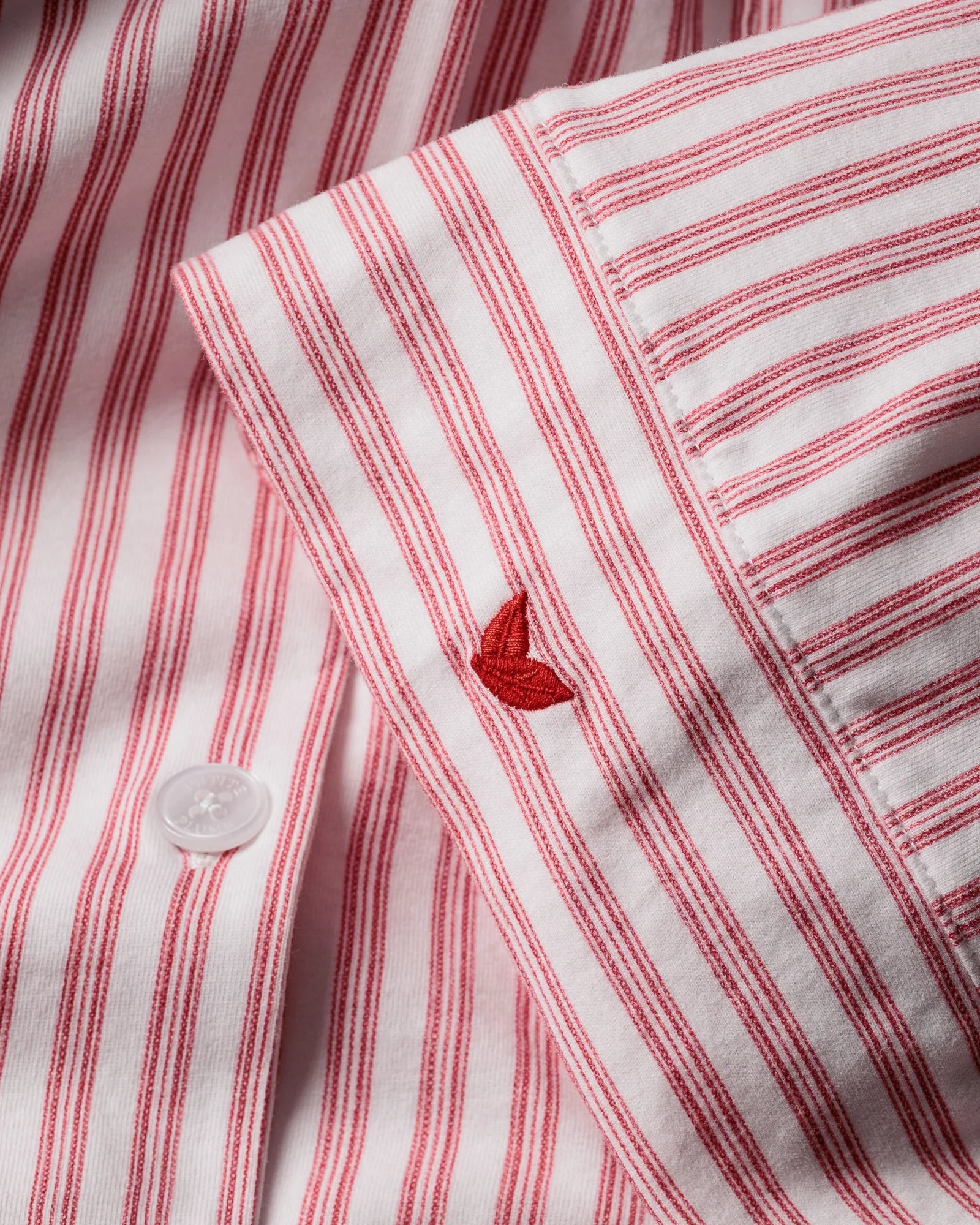 Petite Plume Olivia Wide Leg Pima Pajama Set - Antique Red Ticking