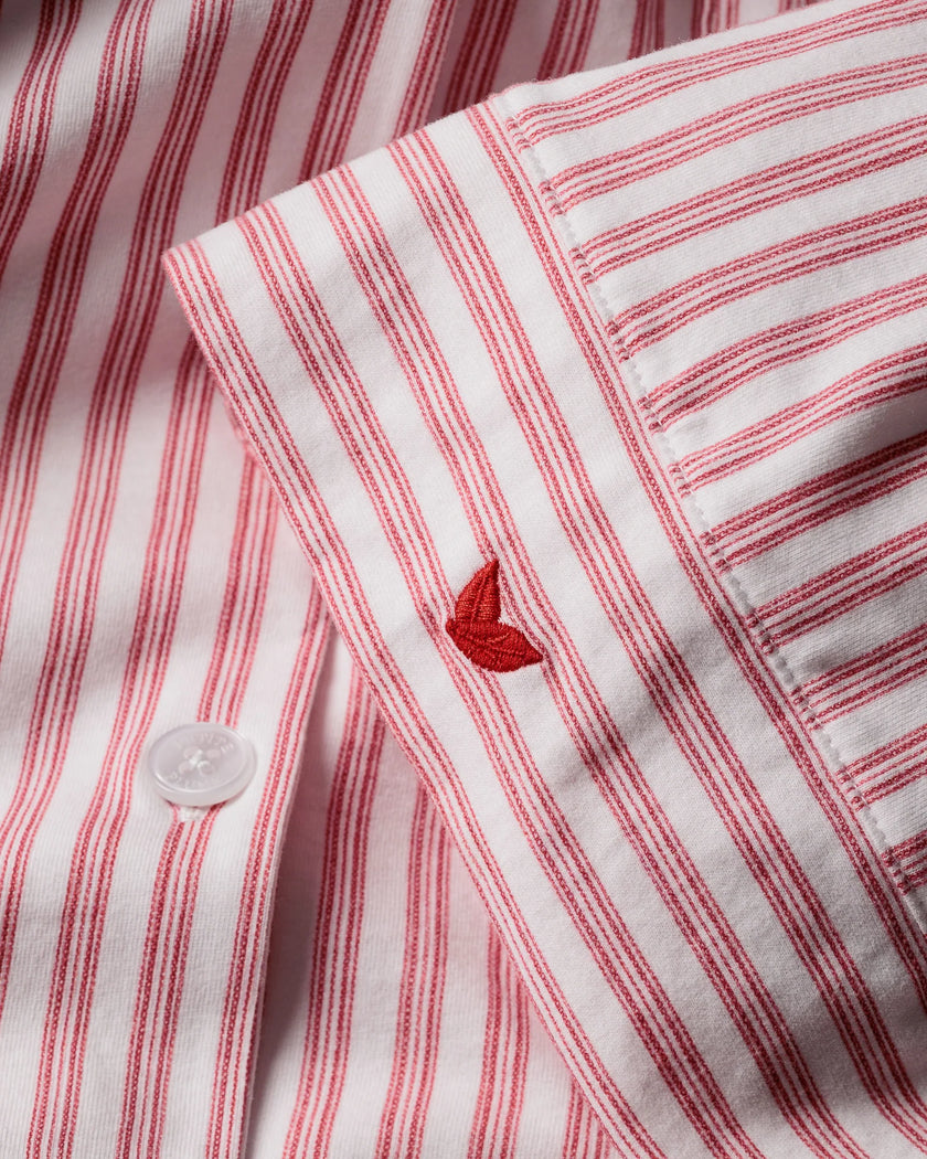 Petite Plume Olivia Wide Leg Pima Pajama Set - Antique Red Ticking