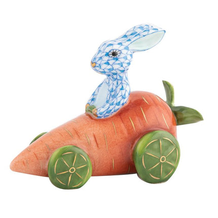 Herend Carrot Car Bunny - Blue