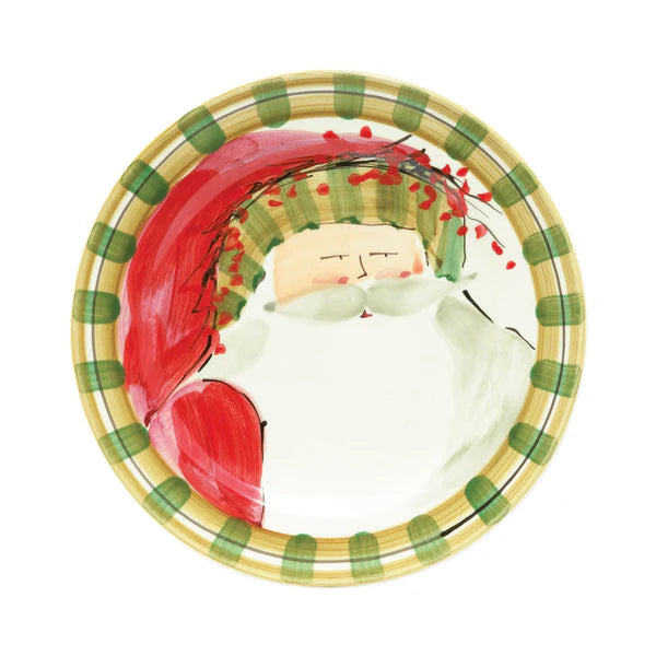Vietri Old St. Nick Dinner Plates - Striped Hat
