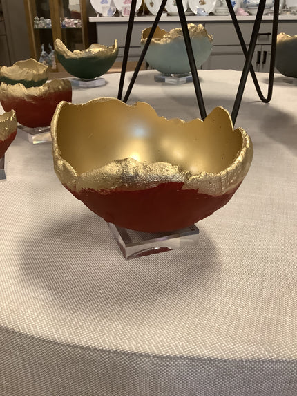 Riverwoods Arts Concrete Bowl - Small Red/Gold
