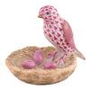 Herend Decorative Bird with Nest - Raspberry