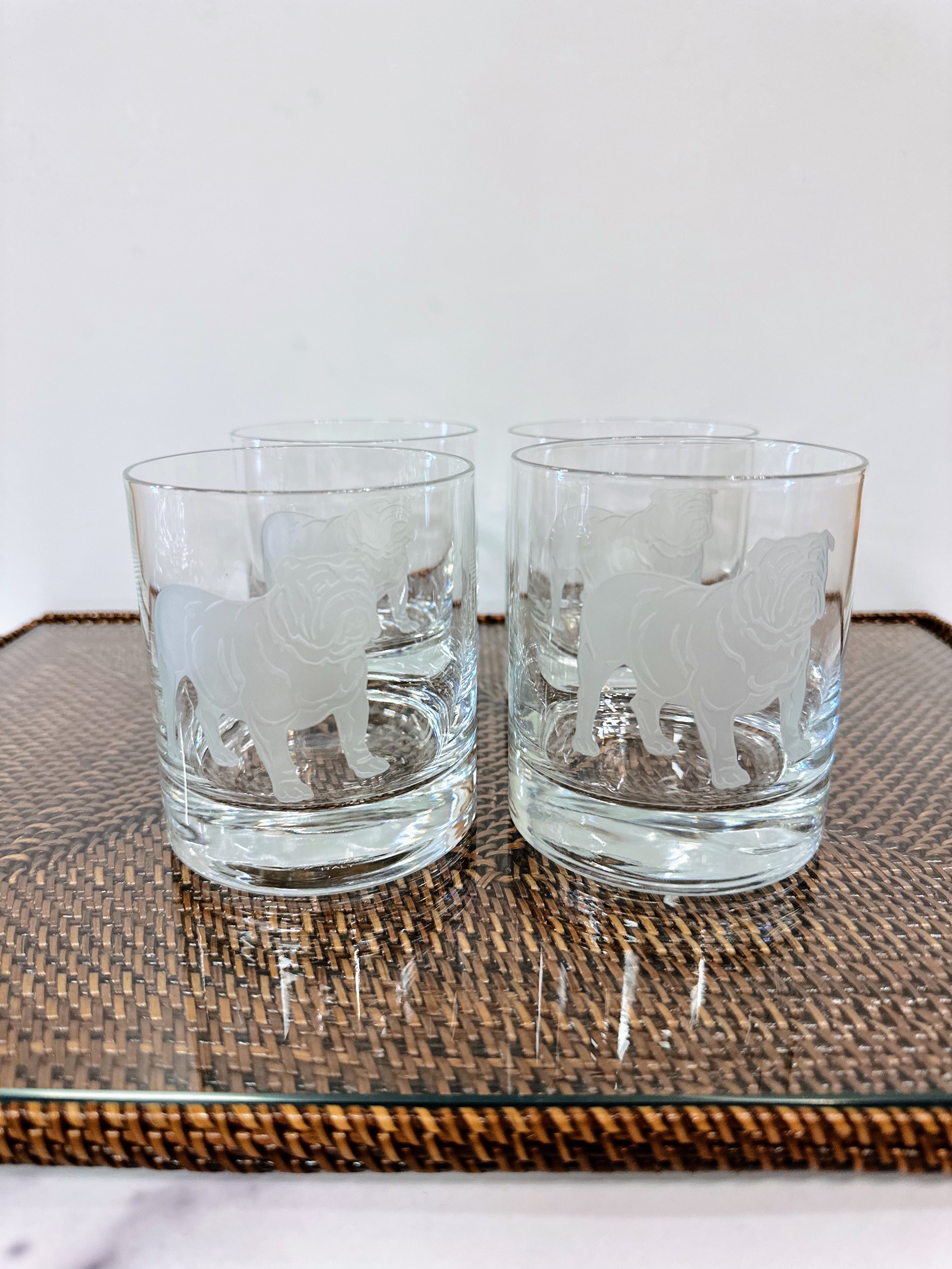 Julie Wear Bulldog Old Fashioned Glasses