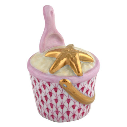Herend Decorative Beach Bucket - Raspberry