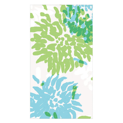 Caspari Chrysanthemum Paper Guest Towel Napkins - Turquoise & Lime