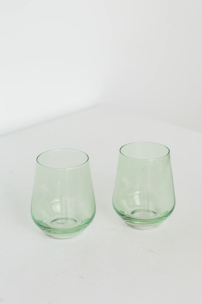 Estelle Stemless Wine Glasses - Mint Green