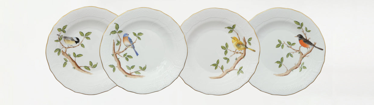 Herend Songbird Dessert Plate - Chickadee