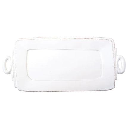 Vietri Lastra White Rectangular Handled Platter