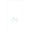 Caspari Antique Robin's Egg Single Initial Guest Towel Napkins - 24 Per Box