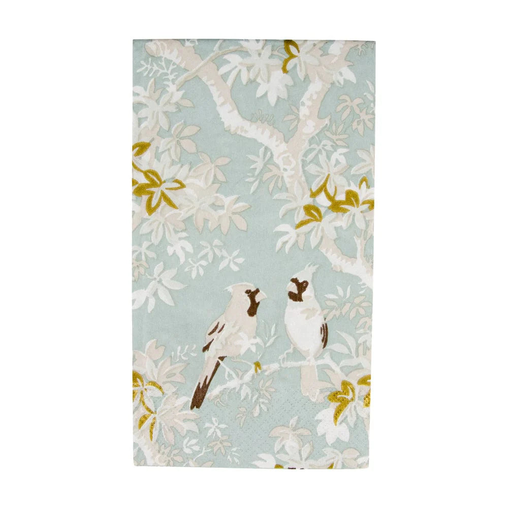 Caspari Celadon Scenic Songbirds Paper Guest Towel Napkins