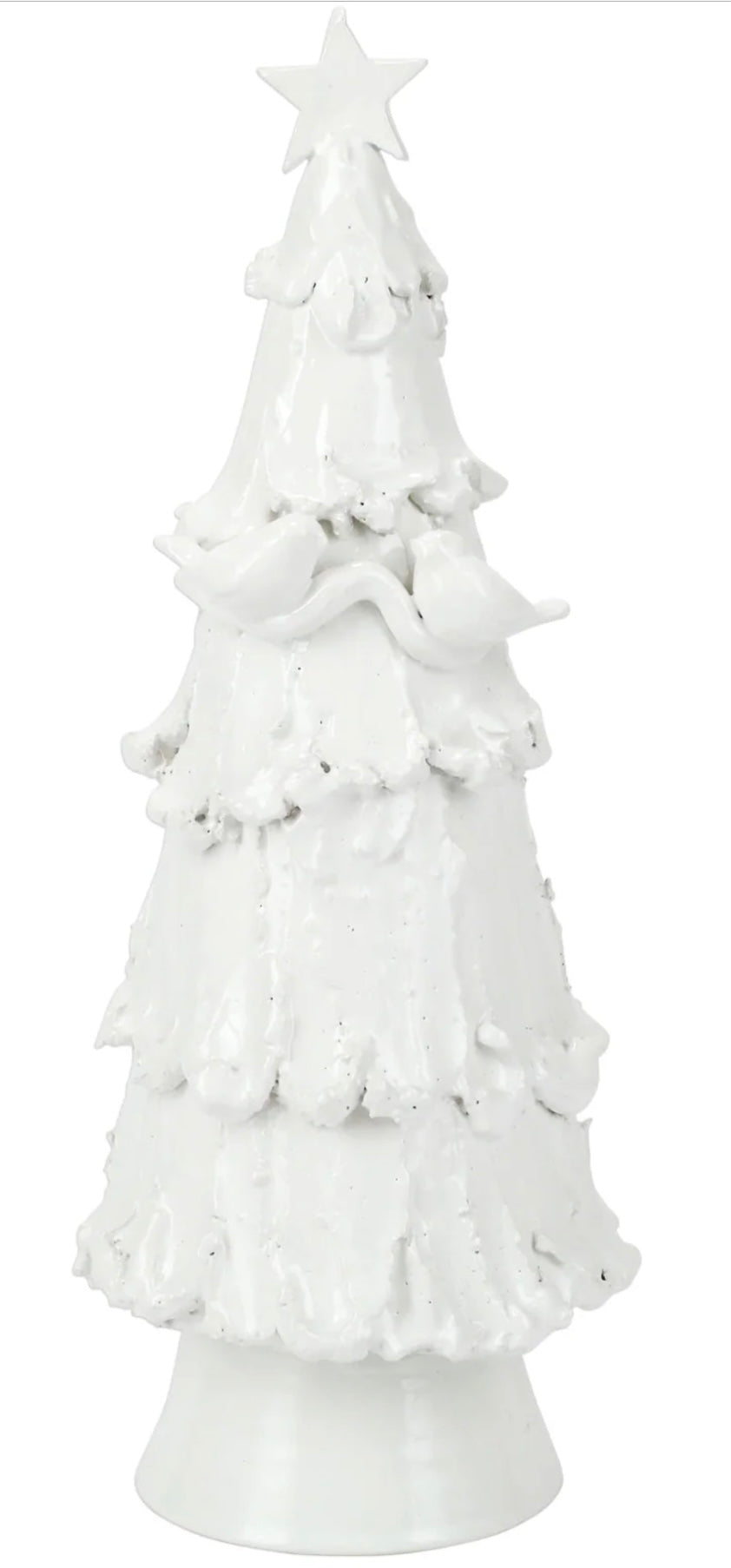 Vietri Foresta Large White Tree with Red Birds & Star