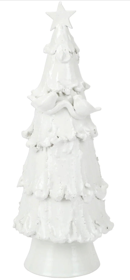 Vietri Foresta Large White Tree with Red Birds & Star
