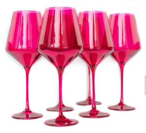 Estelle Colored Wine Glasses- Vivid Magenta