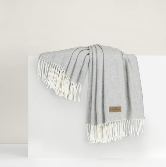 Lands Downunder Italian Herringbone Throw - Light Gray