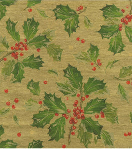 Caspari Gilded Holly Foil Wrapping Paper