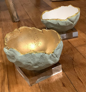 Riverwoods Arts Concrete Bowl - Mini Teal/Gold