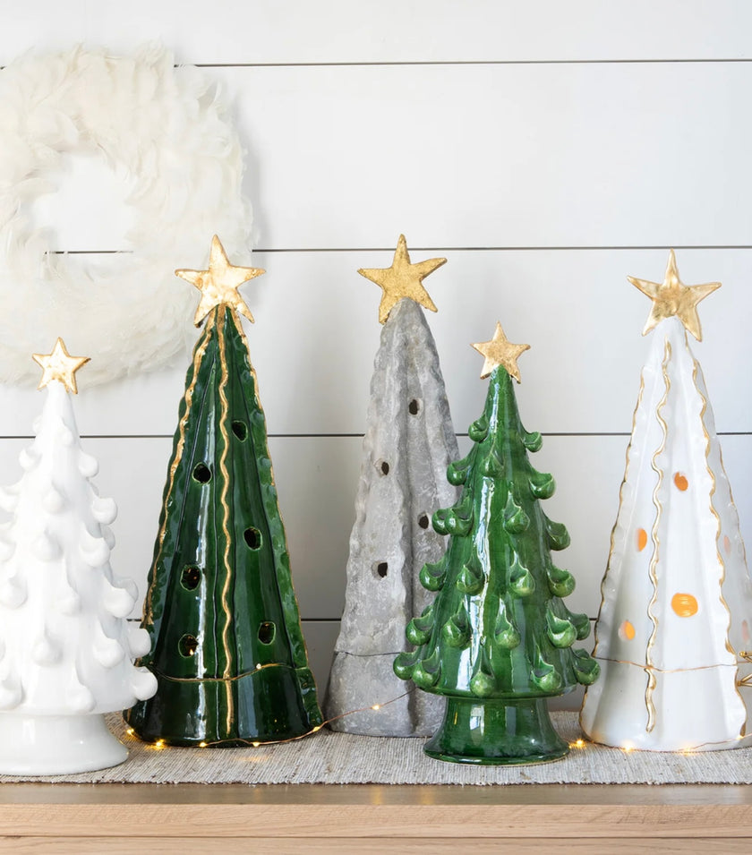 Vietri Foresta Medium White Tree with Gold Star