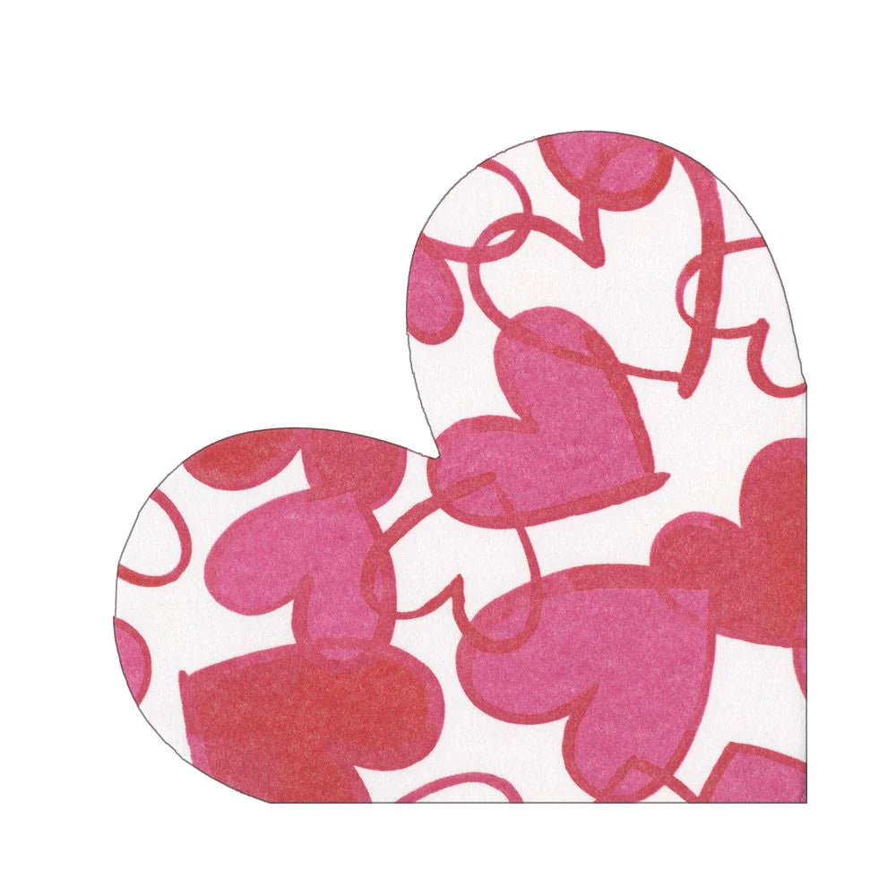 Caspari Painted Hearts Paper Linen Party Napkins