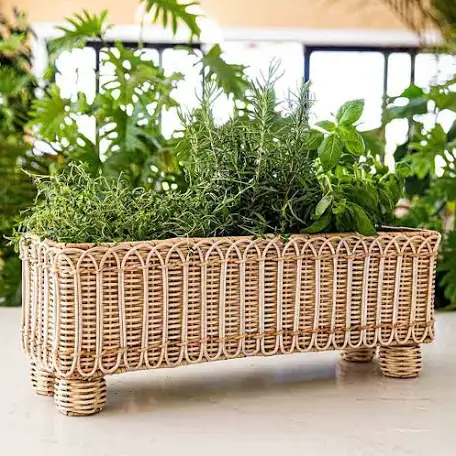 Juliska Provence Rattan Rectangular Planter - Whitewash