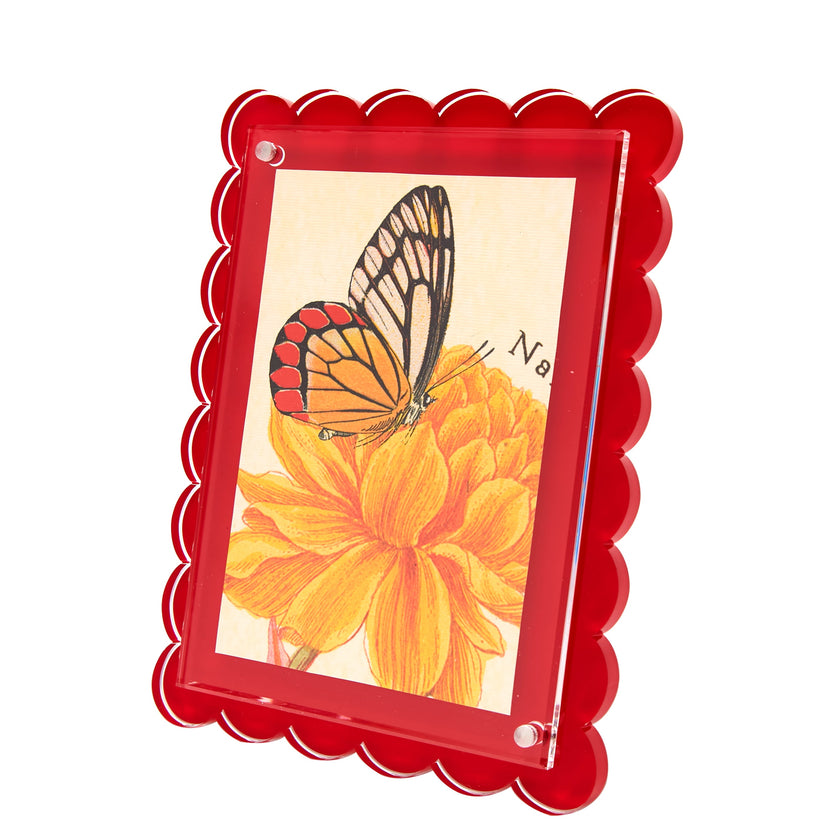 Tara Wilson Designs Acrylic Beveled Scallop Frame - Red