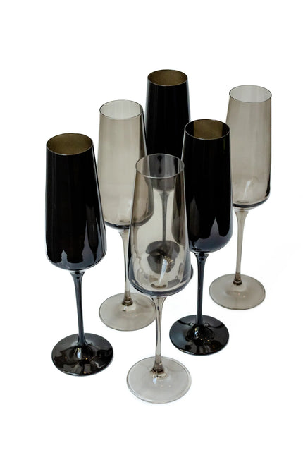Estelle Colored Champagne Flute - Mixed Smoke Set