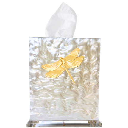 Southern Tribute Dragonfly Tissue Box Cover - Pearl