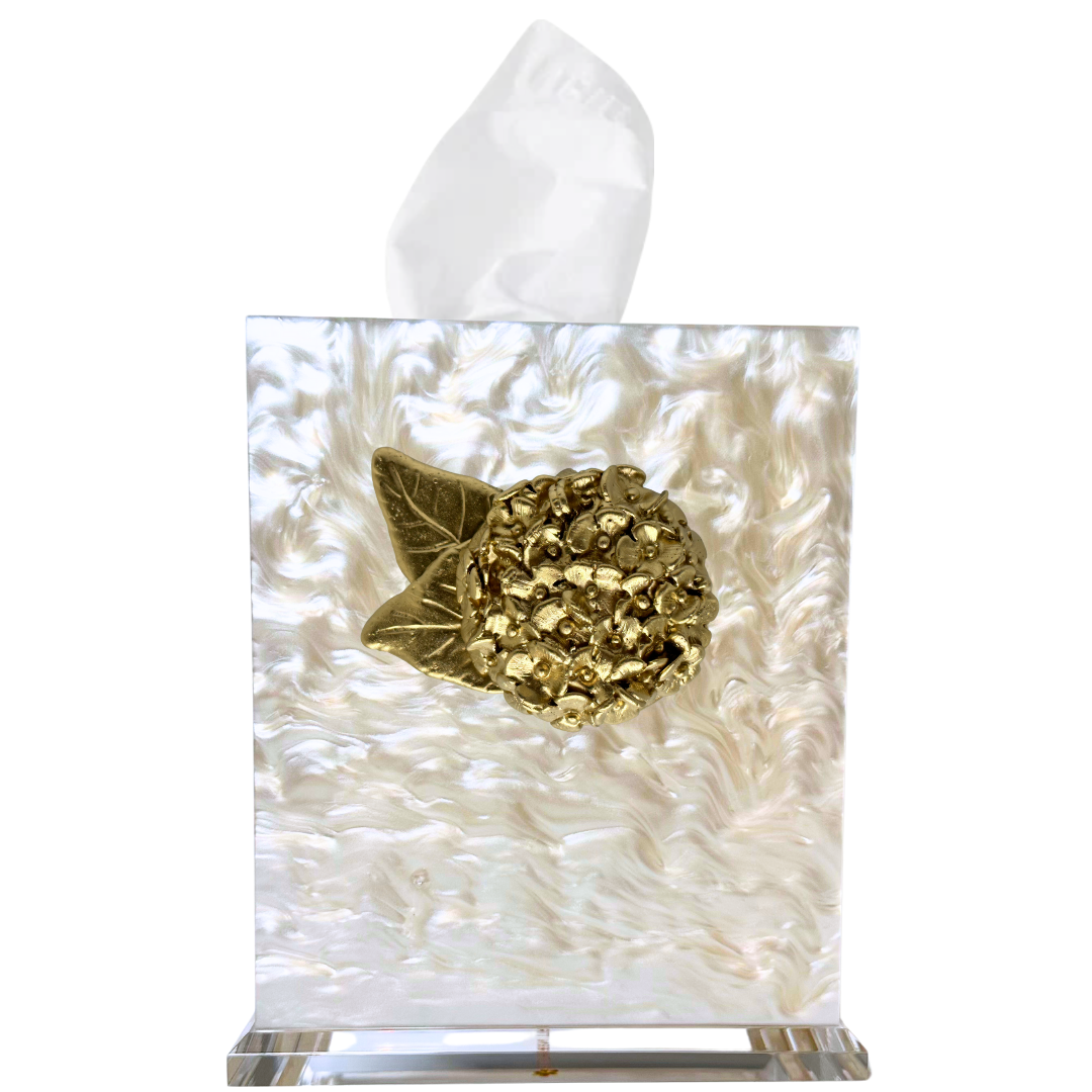 Southern Tribute Hydrangea Tissue Box Cover - Pearl