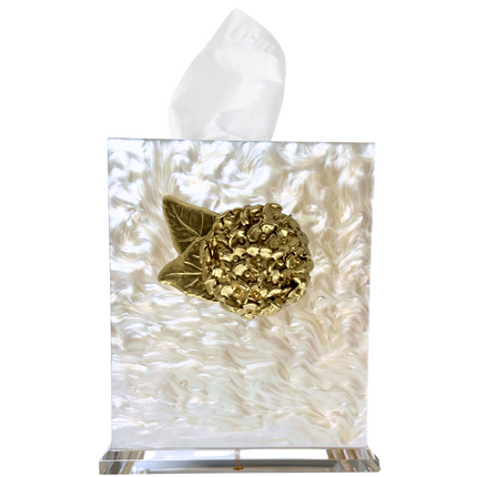 Southern Tribute Hydrangea Tissue Box Cover - Pearl