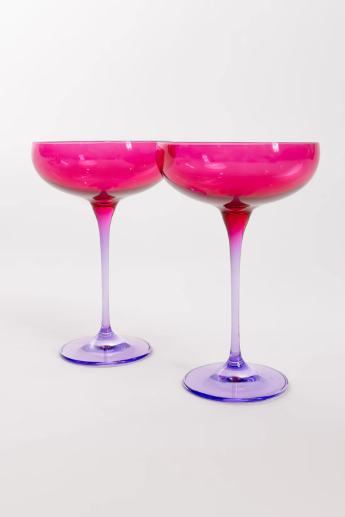 Estelle Colored Champagne Coupe- Colorblock Jewel Tone Mixed Set of 6