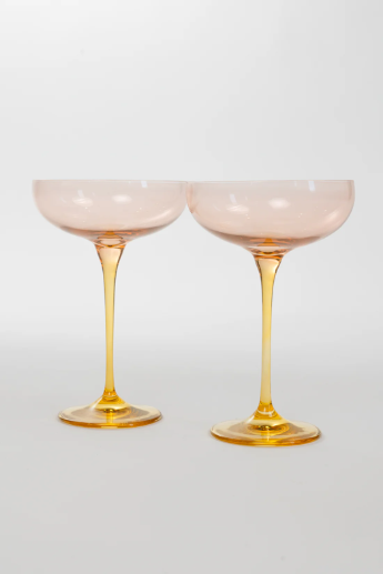Estelle Colored Champagne Coupe- Colorblock Pastel Mixed Set of 6