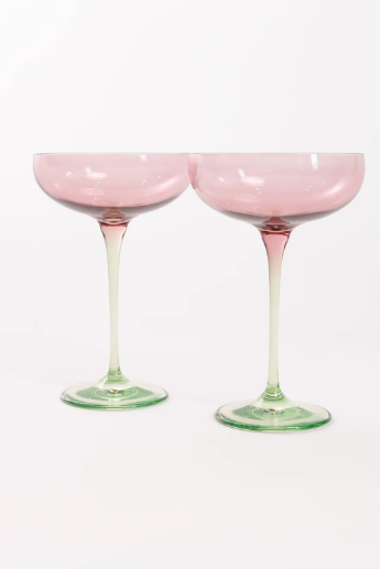 Estelle Colored Champagne Coupe- Colorblock Pastel Mixed Set of 6