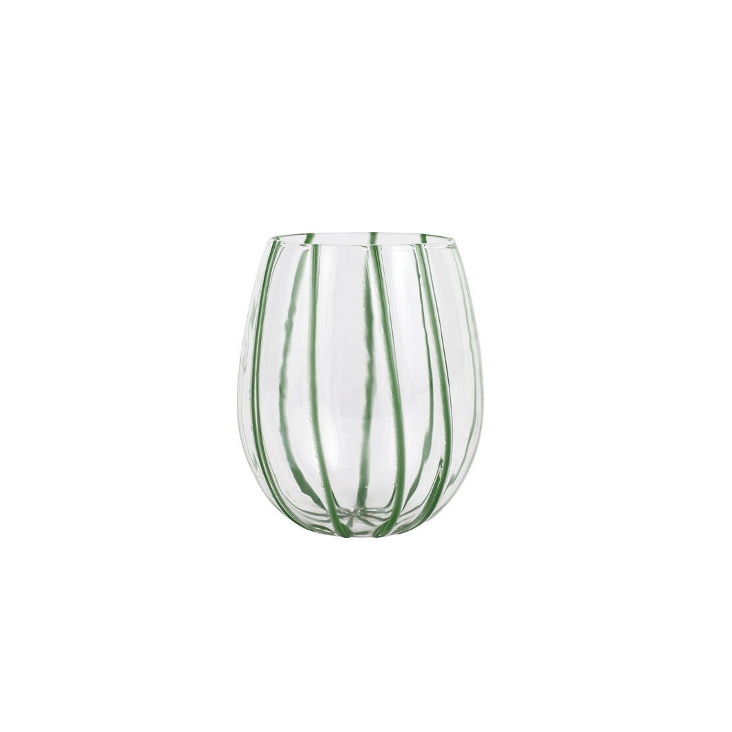 Vietri Nuovo Stripe Green Stemless Wine Glass