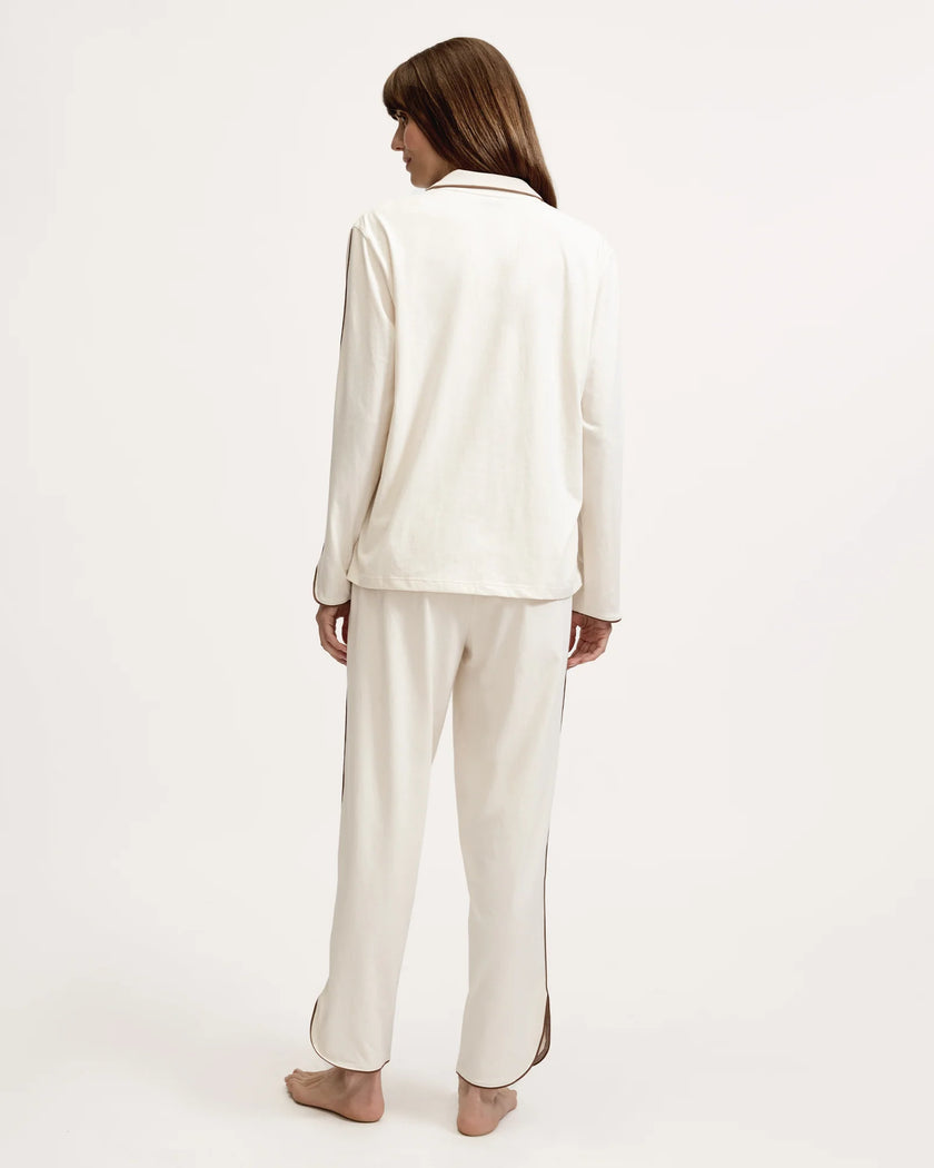 Petite Plume Women's Margaux Lightweight Pima Pajama Set in Ivory