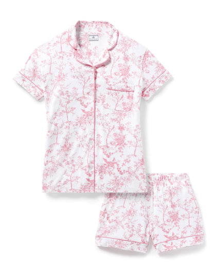 Petite Plume Women’s Pima Short Sleeve Short Set - Pink Timeless Toile