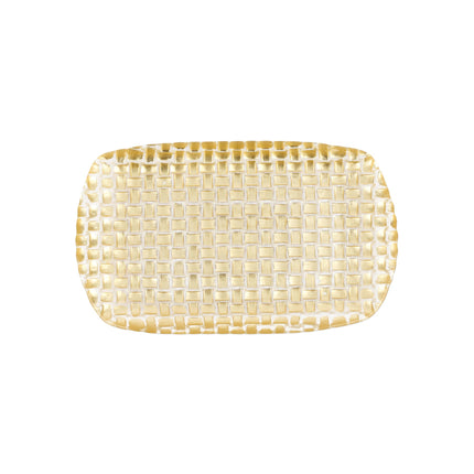 Vietri Rufolo Glass Gold Basketweave Rectanglar Tray