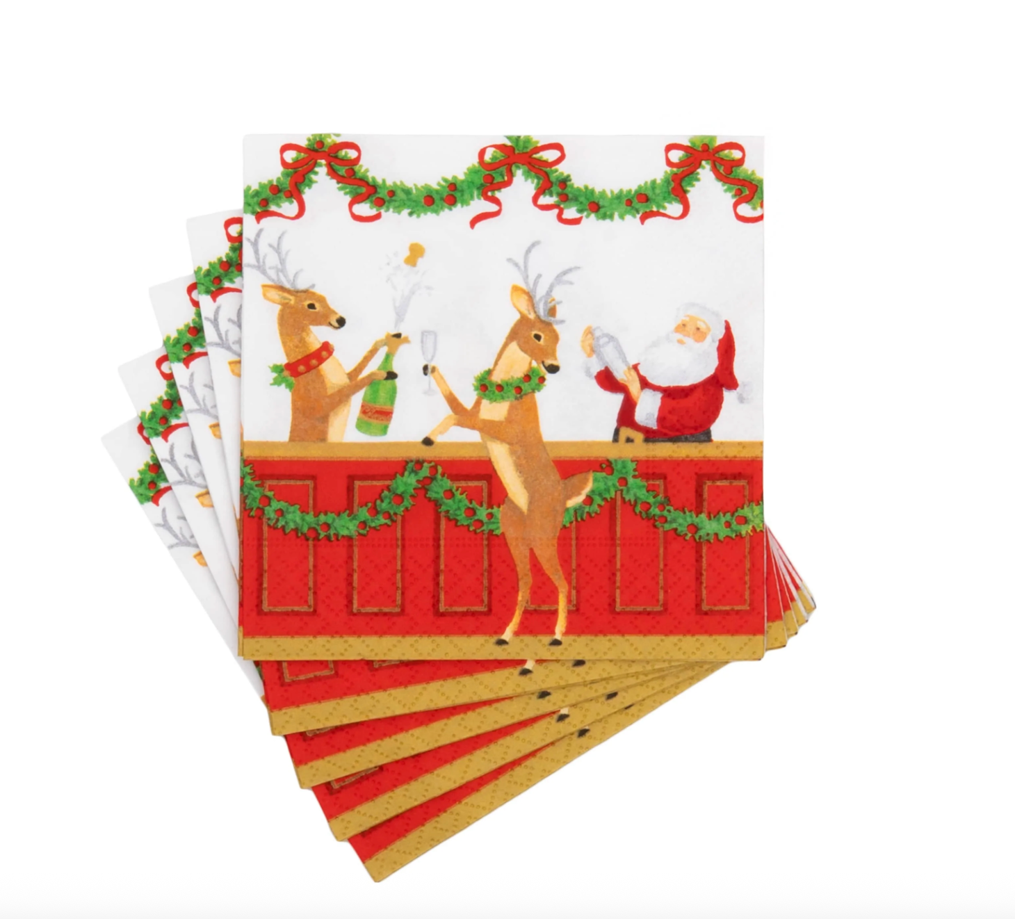 Caspari Santa's Bar Cocktail Napkins