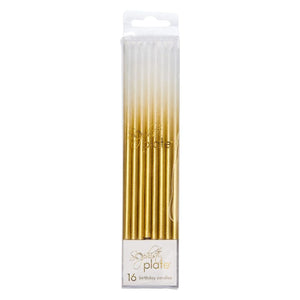 Sophistiplate Birthday Candles- Gold and white 16 pack