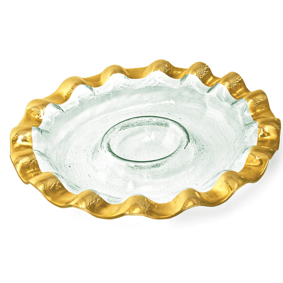 annieglass Ruffle Round Chip and Dip