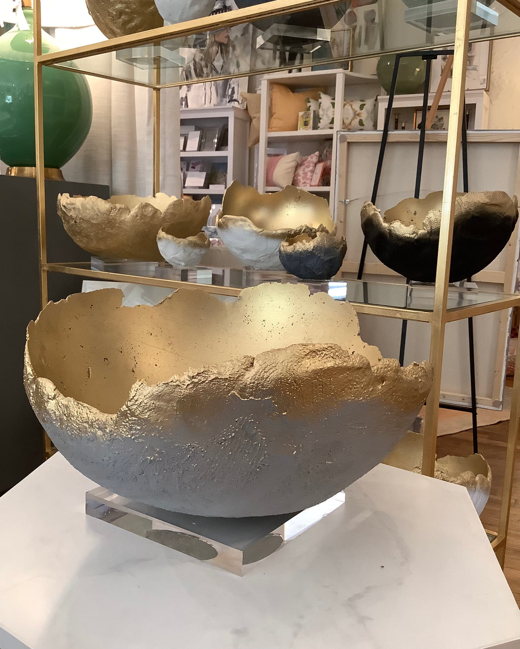 Riverwoods Arts Concrete Bowl - Large Gray/Gold