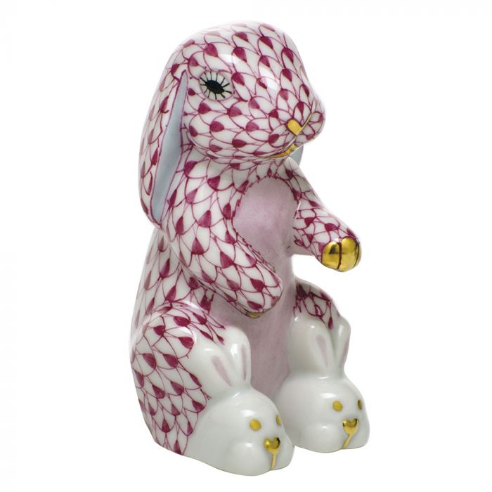Herend Decorative Bunny Slippers - Raspberry