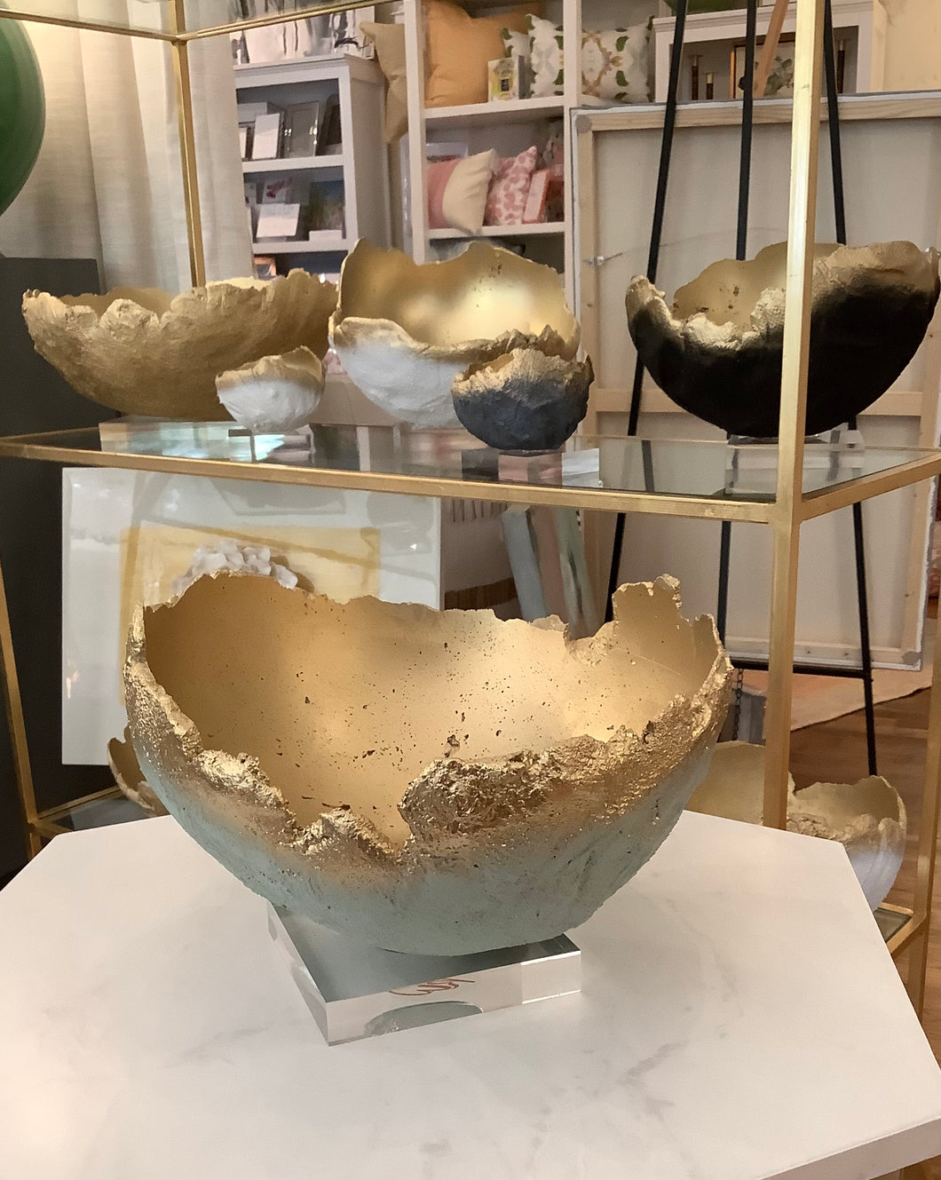Riverwoods Arts Concrete Bowl - Medium Teal/Gold