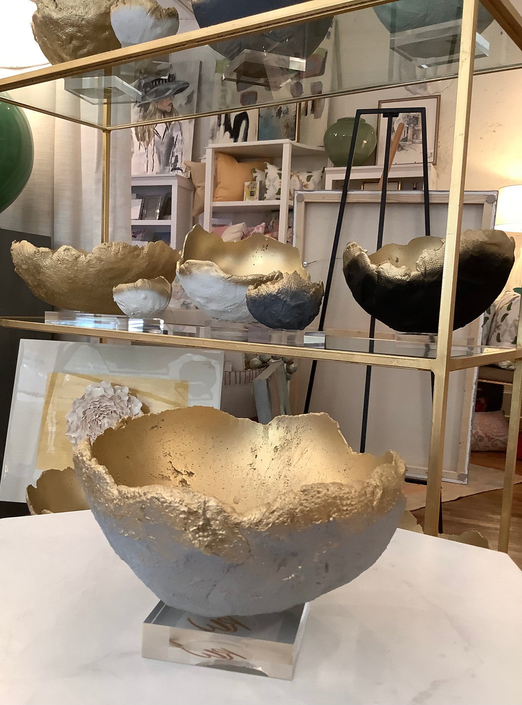 Riverwoods Arts Concrete Bowl - Small Gray/Gold