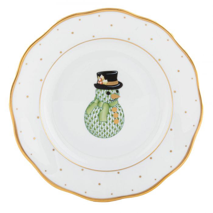 Herend Christmas Dessert Plate - Snowman