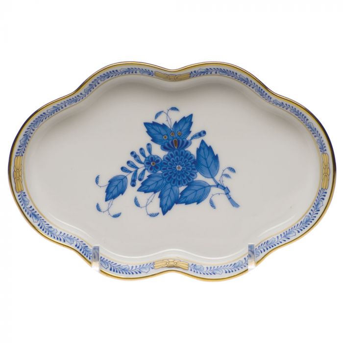 Herend Chinese Bouquet Decorative Small Scalloped Tray - Blue