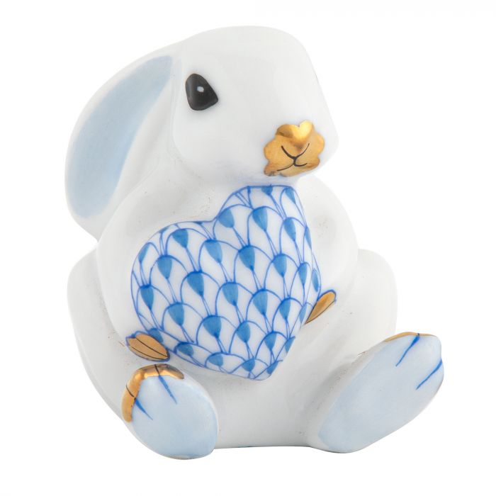 Herend Decorative Bunny with Heart - Blue