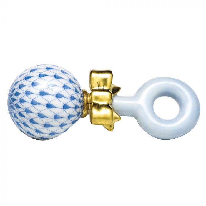 Herend Decorative Baby Rattle - Blue