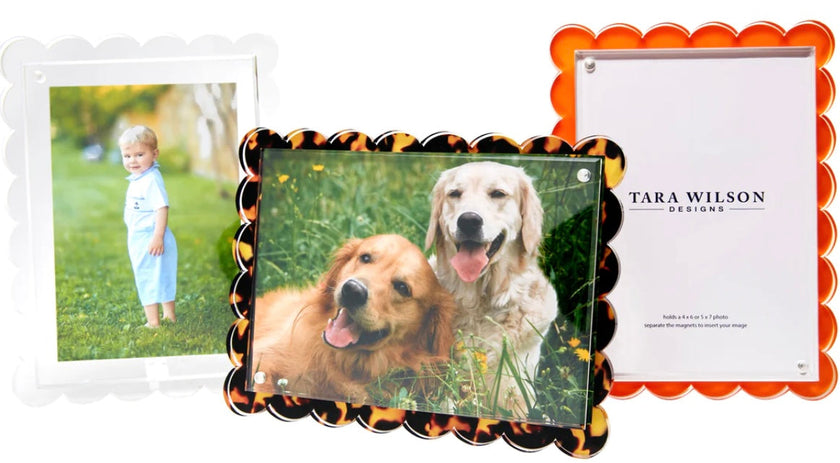 Tara Wilson Designs Acrylic Beveled Scallop Frame - White- 5x7 or 4x6